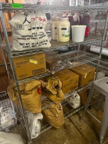DESCRIPTION: CONTENTS OF SHELF - ASSORTED FOOD PRODUCT ADDITIONAL INFORMATION SEE ADDITIONAL IMAGES LOCATION: BASEMENT QTY: 1