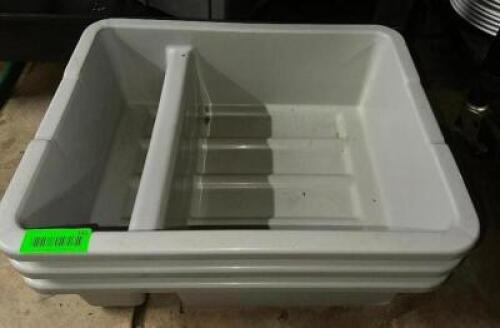 DESCRIPTION: (3) GRAY PLASTIC BUS TUBS LOCATION: BASEMENT THIS LOT IS: SOLD BY THE PIECE QTY: 3
