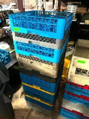 DESCRIPTION: (8) ASSORTED GLASS RACKS LOCATION: BASEMENT THIS LOT IS: ONE MONEY QTY: 1