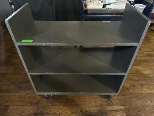 DESCRIPTION: THREE TIER WOODEN WAITERS / BUS CART. LOCATION: BASEMENT QTY: 1