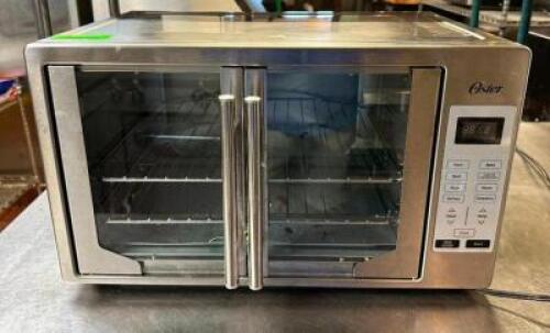 DESCRIPTION: 8-IN-1 COUNTERTOP CONVECTION OVEN (FRENCH DOOR) BRAND/MODEL: OSTER TSSTTVFDDG LOCATION: KITCHEN QTY: 1