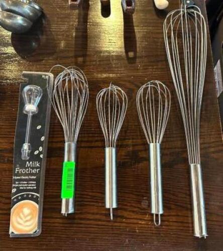 DESCRIPTION: (5) ASSORTED WHISKS LOCATION: MAIN DINING QTY: 5