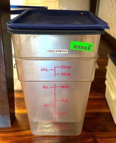 DESCRIPTION: (2) 22 QT. INGREDIENTS BINS WITH LIDS LOCATION: PARTY ROOM QTY: 2
