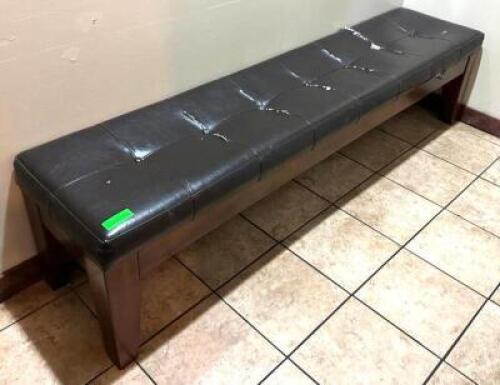 DESCRIPTION: 76" UPHOLSTERED BENCH INFORMATION: DAMAGE TO UPHOLSTERY SIZE: 76"X18"X18" LOCATION: BATHROOM QTY: 1