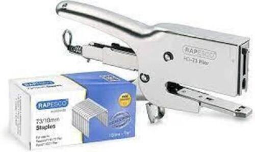 (3) HEAVY DUTY PLIER STAPLER AND BOX OF STAPLES
