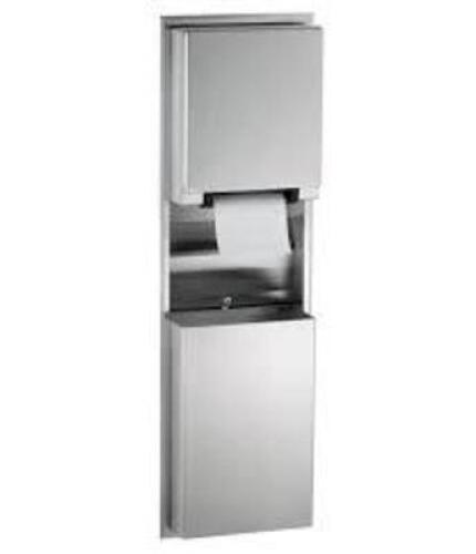 (1) BATHROOM TOWEL DISPENSER AND TRASH CAN, IN WALL