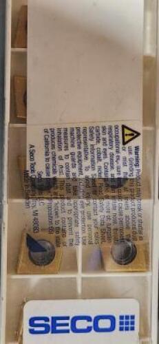 DESCRIPTION: (10) CARBIDE MILLING INSERTS BRAND/MODEL: SECO 335.18-1005TN4-R08-M10 RETAIL$: 36.21 PER INSERT QTY: 10