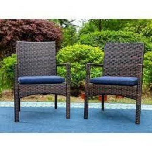 DESCRIPTION: (2) OUTDOOR RATTAN AND METAL CHAIRS BRAND/MODEL: PHI-VILLA #PV-098 INFORMATION: BROWN RATTAN AND BLACK METAL SIZE: 2 PACK RETAIL$: $153.0