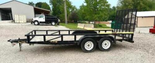 DESCRIPTION: 16 FOOT DOUBLE AXLE UTILITY TRAILER BRAND/MODEL: DOOLITTLE INFORMATION: GVWR: 7000LBS, SPRING ASSIST RAMPS, 2 5/16 INCH BALL SIZE: 77"X16