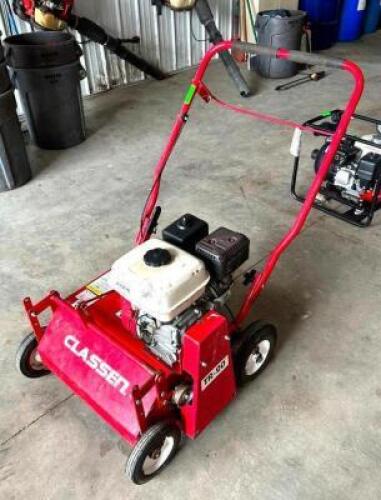 DESCRIPTION:&nbsp;LAWN RENOVATOR&nbsp; BRAND/MODEL: CLUASSEN TR-20 INFORMATION: HAS COMPRESSION LOCATION: SHOP QTY: 1