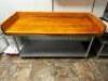 72" BUTCHER BLOCK BAKERY TABLE W/ 4" SIDE AND BACK SPLASH