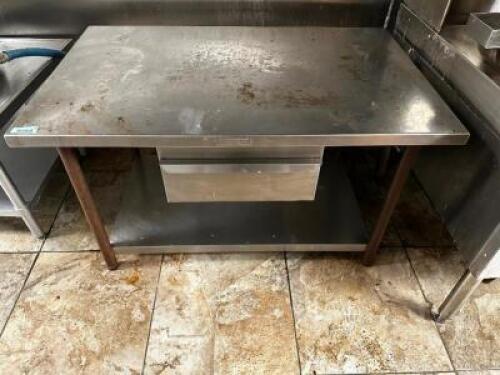 48" X 30" STAINLESS LOW TABLE W/ DRAWER