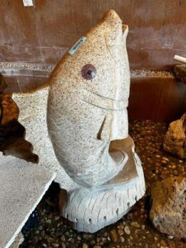 30" STONE CARP FOUNTAIN STATUE