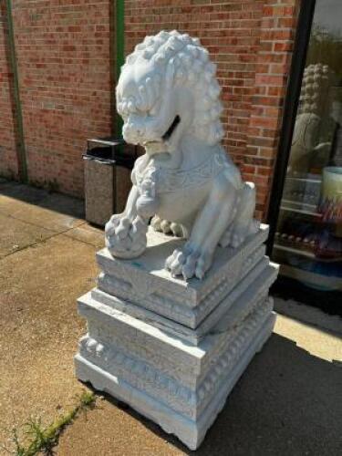 34" X 43" X 70" MARBLE CHINESE LION STATUE.