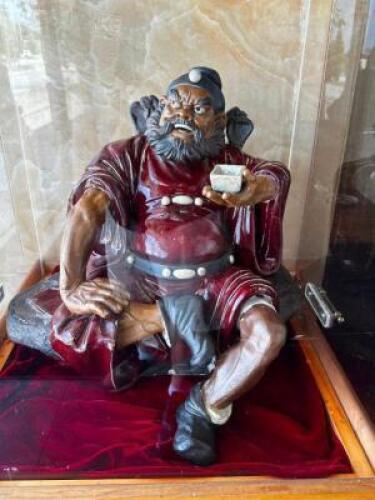 STATUE WITH BASE AND COVER . ZHONG KOI - CHINESE MYTHOLOGICAL CHARACTER
