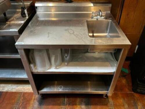 38" X 32" ALL STAINLESS COUNTER W/ BACK SPLASH