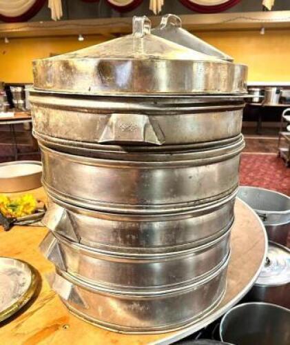 FIVE STACK STAINLESS STEAMER TRAYS W/ LID