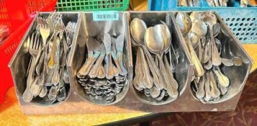 TRAY W/ CONTENTS - ASSORTED STAINLESS SILVERWARE