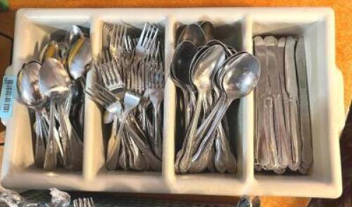 TRAY W/ CONTENTS - ASSORTED STAINLESS SILVERWARE
