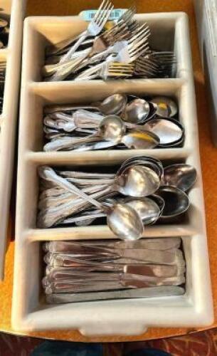 TRAY W/ CONTENTS - ASSORTED STAINLESS SILVERWARE