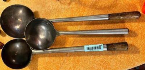 (3) STAINLESS WOK LADLES