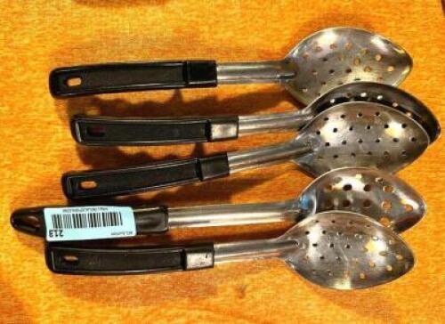 (5) SLOTTED STAINLESS SERVING SPOONS