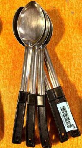 (5) STAINLESS SERVING SPOONS