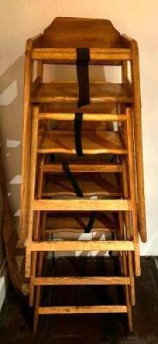 (4) WOODEN HIGH CHAIRS