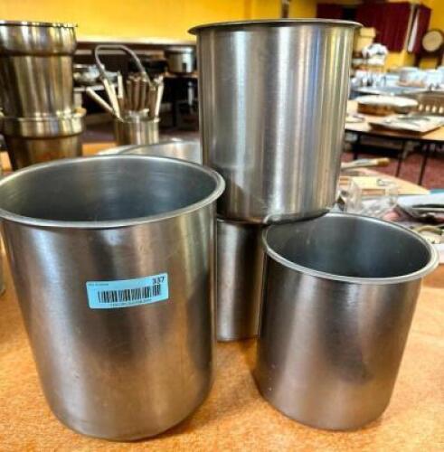 (4) ASSORTED 7" AND 9" ROUND STAINLESS INSERTS
