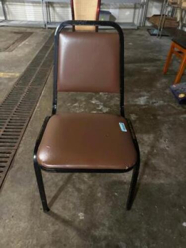 (12) METAL STACK CHAIRS W/ BROWN SEAT CUSHIONS