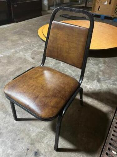 (12) METAL STACK CHAIRS W/ TAN SEAT CUSHIONS
