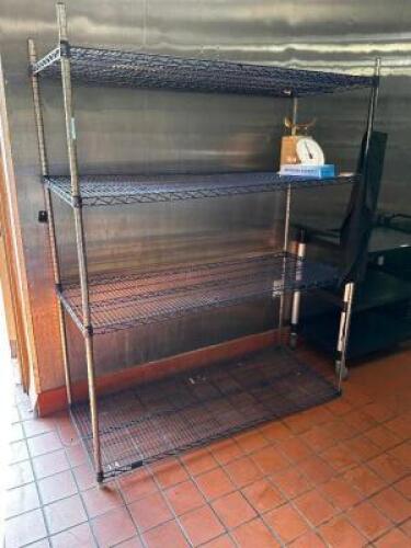 DESCRIPTION: 60" X 24" FOUR TIER BLUE COATED WIRE SHELF SIZE 60" X 24" LOCATION: KITCHEN QTY: 1