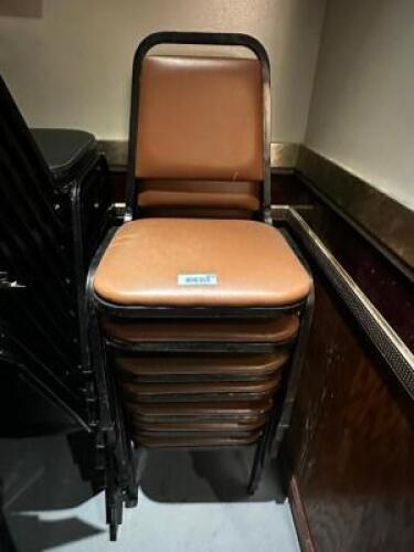 DESCRIPTION: (8) METAL FRAME BROWN STACK CHAIRS LOCATION: ENTRANCE THIS LOT IS: SOLD BY THE PIECE QTY: 9