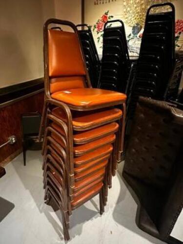 DESCRIPTION: (8) METAL FRAME BROWN STACK CHAIRS LOCATION: ENTRANCE THIS LOT IS: SOLD BY THE PIECE QTY: 9