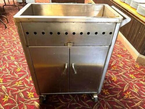 DESCRIPTION: STAINLESS WARMING CART W/ BUTANE RANGE BURNER BRAND / MODEL: GS-100 LOCATION: MAIN SEATING QTY: 1