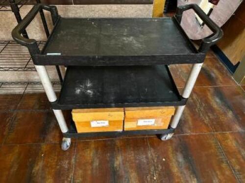 DESCRIPTION: THREE TIER PLASTIC UTILITY CART LOCATION: MAIN SEATING QTY: 1