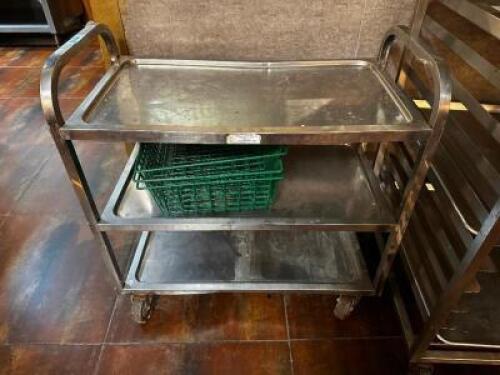 DESCRIPTION: THREE TIER STAINLESS KITCHEN CART LOCATION: MAIN SEATING QTY: 1