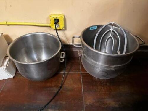 DESCRIPTION: 20 QT AND 30 QT MIXER BOWLS LOCATION: MAIN SEATING THIS LOT IS: SOLD BY THE PIECE QTY: 2