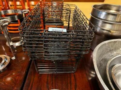 DESCRIPTION: (8) FULL SIZE BLACK WIRE CHAFFER STANDS. LOCATION: MAIN SEATING THIS LOT IS: ONE MONEY QTY: 1