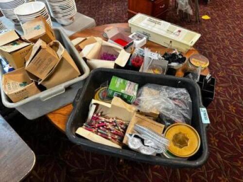 DESCRIPTION: CONTENTS OF TABLE - ASSORTED BAR SUPPLIES LOCATION: MAIN SEATING QTY: 1