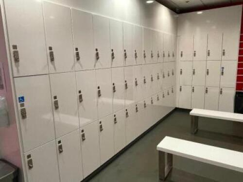 51 GROUP WHITE LOCKER SYSTEM W/ REAL CABINET KEYLESS RL9046 LOCKS