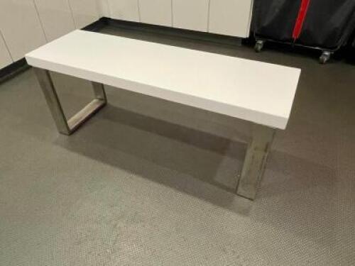 (4) 48" X 15" WHITE BENCH SEATS W/ CHROME BASE.