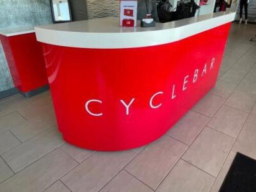 SALES COUNTER AND BEVERAGE COUNTER - RED FRONT W/ WHITE TOP