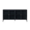 CARMEL 4-SECTION SIDEBOARD IN BLACK STEEL WITH CLEAR GLASS