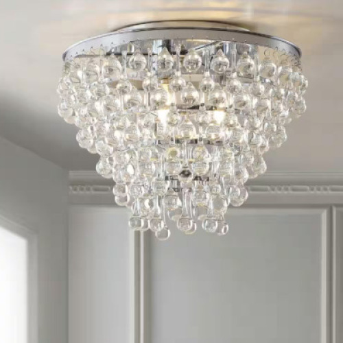 TORONTO 16" METAL/CRYSTAL LED CHROME FLUSH MOUNT LIGHT