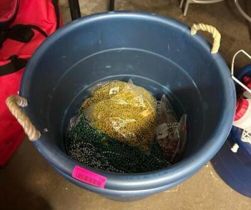 (2) TUBS WITH LARGE ASSORTMENT OF MARDI GRAS BEADS