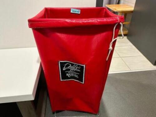 (2) RED VINYL LINEN HAMPERS