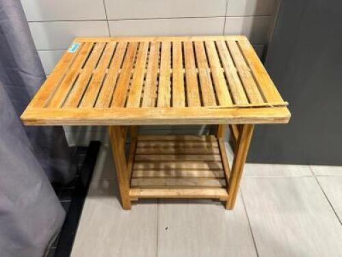 (2) TEAK WOOD LOCKER ROOM BENCH SEATS
