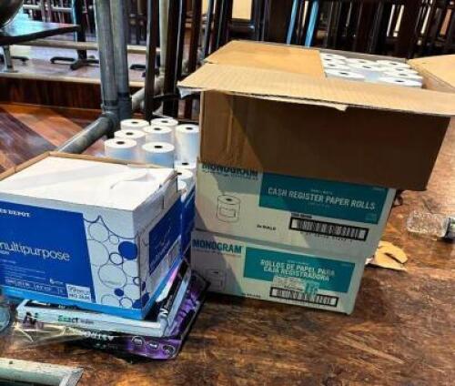 DESCRIPTION: LOT OF RECEIPT PRINTER PAPER LOCATION: MAIN DINING QTY: 1