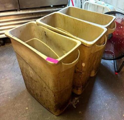 DESCRIPTION: (3) SMALL TRASH BINS LOCATION: KITCHEN QTY: 3